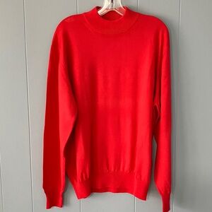 Gran Sasso Red Virgin Wool Ribbed Mock Neck Sweater L Made in Italy Luxury Knit